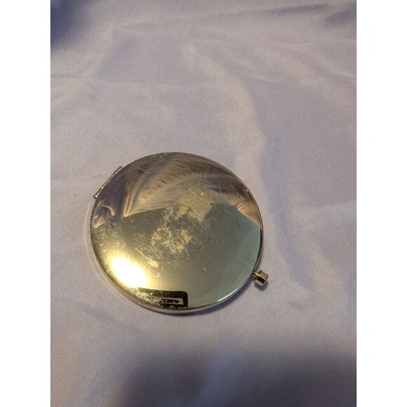 Round Gold-Tone Compact Mirror With "Less Monday More Summer" Pineapple Design - Picture 3 of 3